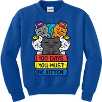 100 Days You Must Be Kitten Cats On Books 100th Day School Gift Kids Sweatshirt