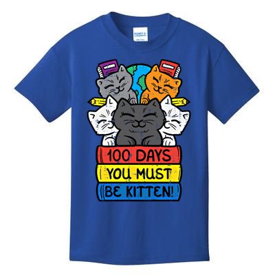 100 Days You Must Be Kitten Cats On Books 100th Day School Gift Kids T-Shirt