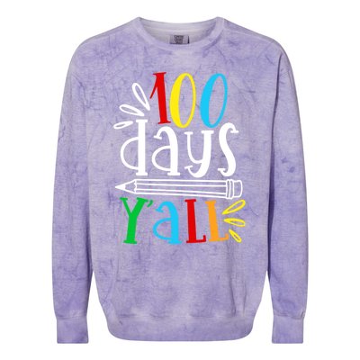 100 Days Y'all Happy 100 Days Of School Smarter Brighter Gift Colorblast Crewneck Sweatshirt