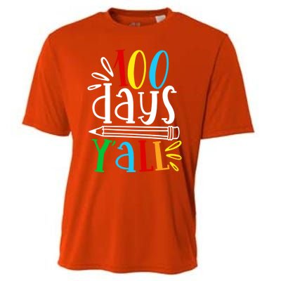 100 Days Y'all Happy 100 Days Of School Smarter Brighter Gift Cooling Performance Crew T-Shirt