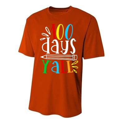 100 Days Y'all Happy 100 Days Of School Smarter Brighter Gift Performance Sprint T-Shirt