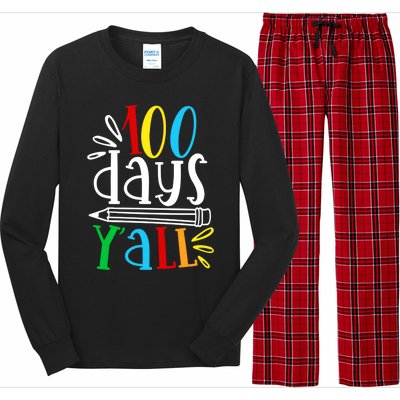 100 Days Y'all Happy 100 Days Of School Smarter Brighter Gift Long Sleeve Pajama Set