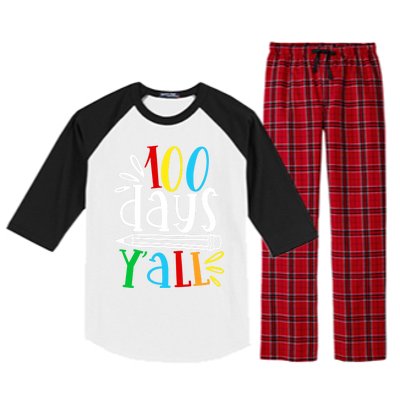 100 Days Y'all Happy 100 Days Of School Smarter Brighter Gift Raglan Sleeve Pajama Set