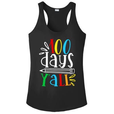 100 Days Y'all Happy 100 Days Of School Smarter Brighter Gift Ladies PosiCharge Competitor Racerback Tank