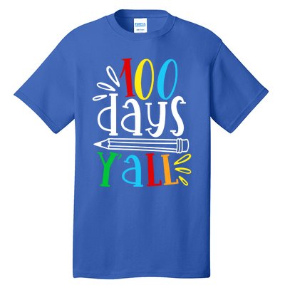 100 Days Y'all Happy 100 Days Of School Smarter Brighter Gift Tall T-Shirt