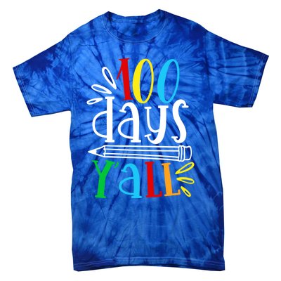 100 Days Y'all Happy 100 Days Of School Smarter Brighter Gift Tie-Dye T-Shirt