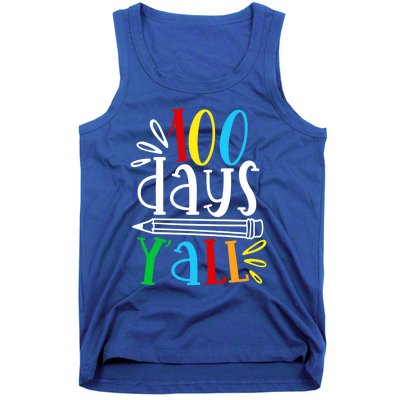 100 Days Y'all Happy 100 Days Of School Smarter Brighter Gift Tank Top