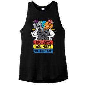 100 Days You Must Be Kitten Cats On Books 100th Day School Cool Gift Ladies PosiCharge Tri-Blend Wicking Tank