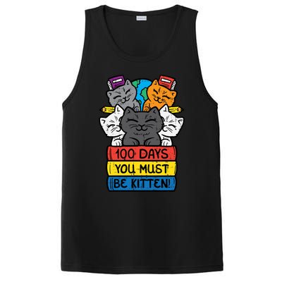 100 Days You Must Be Kitten Cats On Books 100th Day School Cool Gift PosiCharge Competitor Tank