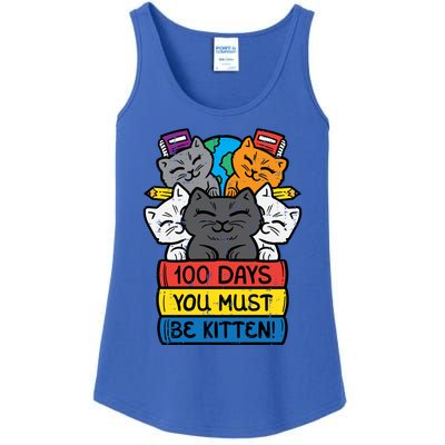 100 Days You Must Be Kitten Cats On Books 100th Day School Cool Gift Ladies Essential Tank