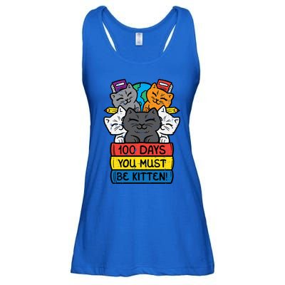 100 Days You Must Be Kitten Cats On Books 100th Day School Cool Gift Ladies Essential Flowy Tank