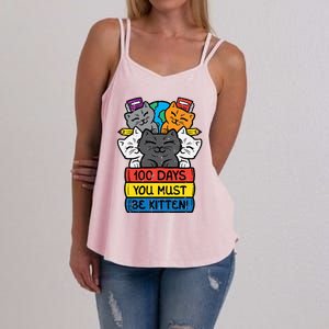 100 Days You Must Be Kitten Cats On Books 100th Day School Cool Gift Women's Strappy Tank