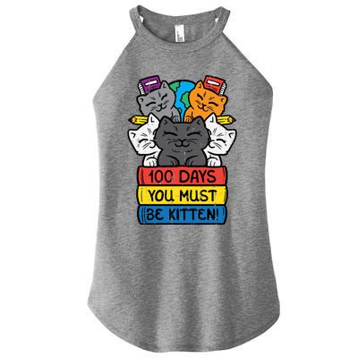 100 Days You Must Be Kitten Cats On Books 100th Day School Cool Gift Women's Perfect Tri Rocker Tank