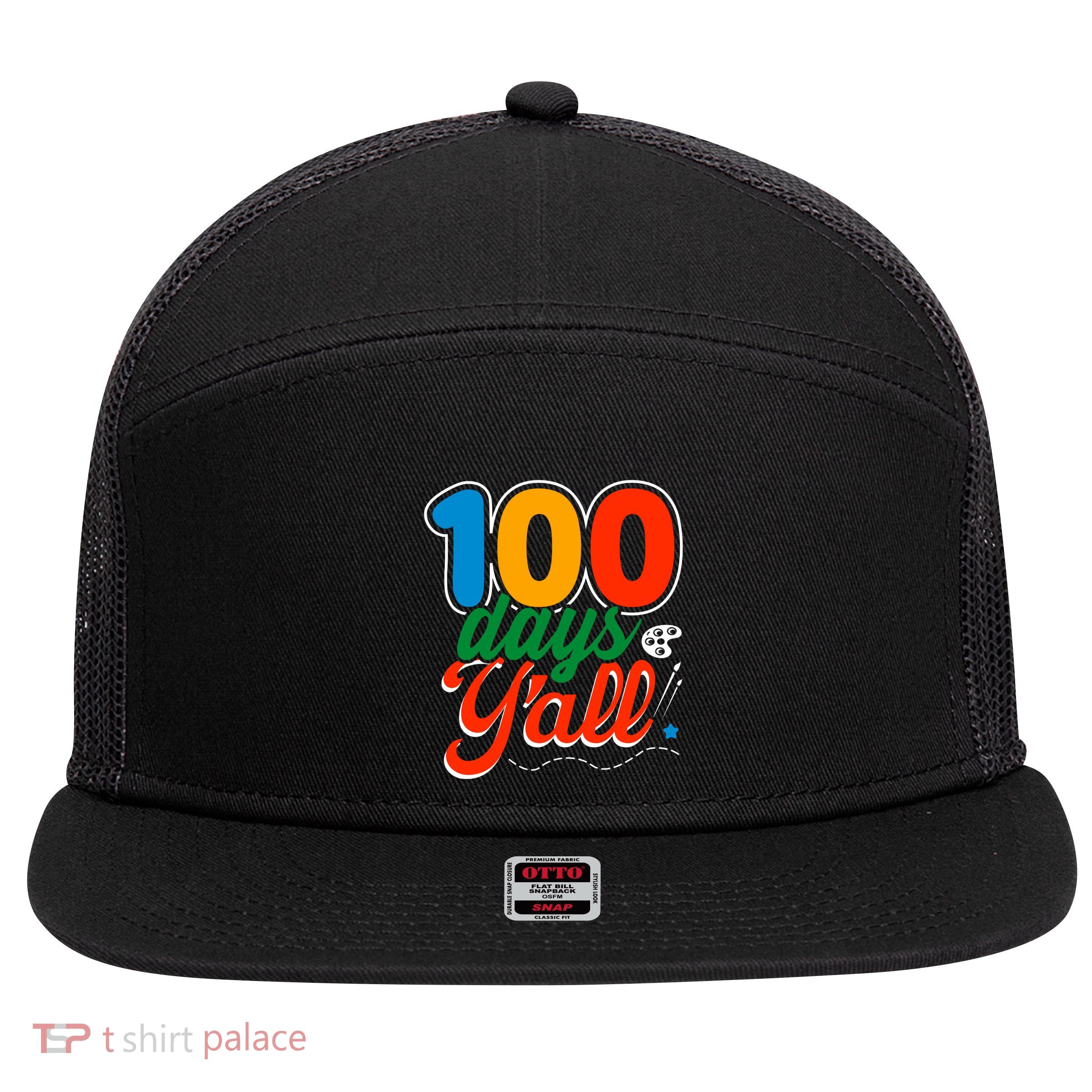 100 Days Yall Funny School 7 Panel Mesh Trucker Snapback Hat