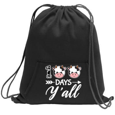 100 Days YAll 100th Day Of School With Cute Cows Sweatshirt Cinch Pack Bag