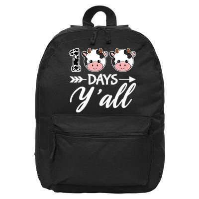 100 Days YAll 100th Day Of School With Cute Cows 16 in Basic Backpack