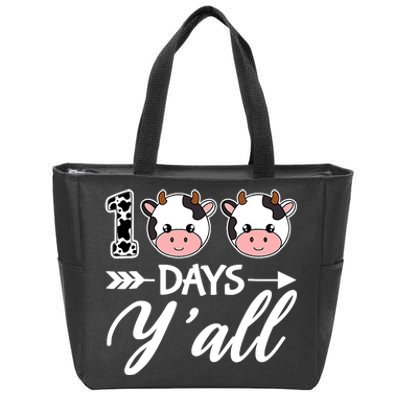 100 Days YAll 100th Day Of School With Cute Cows Zip Tote Bag