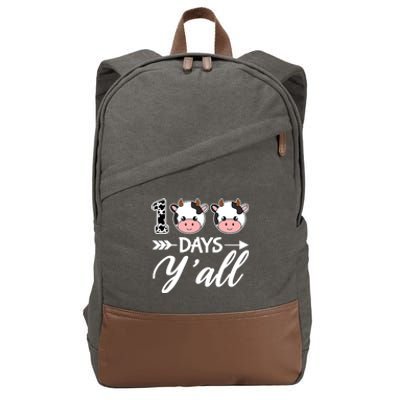 100 Days YAll 100th Day Of School With Cute Cows Cotton Canvas Backpack