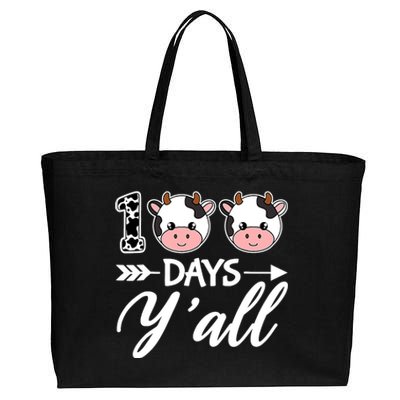 100 Days YAll 100th Day Of School With Cute Cows Cotton Canvas Jumbo Tote