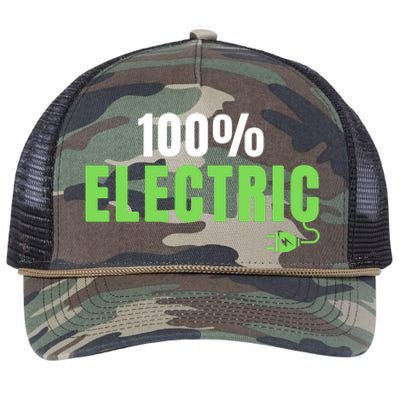 100% Electric, Drive EVs, EV Life, Funny Electric Vehicle Retro Rope Trucker Hat Cap