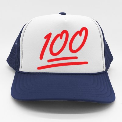 100 Emoticon Funny 100 Emote Art Cool Fun One Hundred Trucker Hat