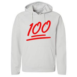 100 Emote Funny 100 Emoticon Art Cool Fun One Hundred Performance Fleece Hoodie