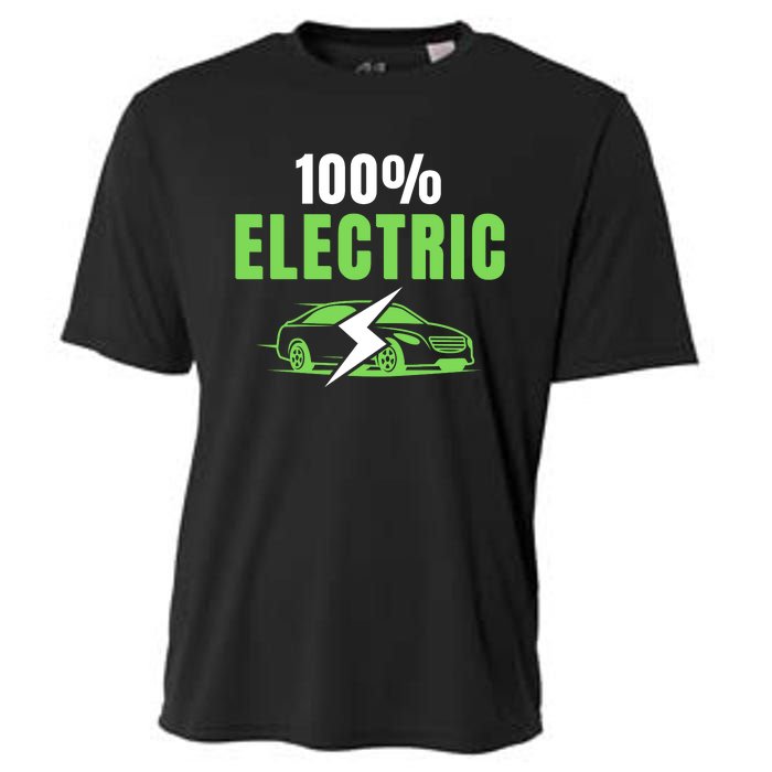 100% Electric, Funny Electric Vehicle, Drive EVs, EV Life, Cool EVs Cooling Performance Crew T-Shirt