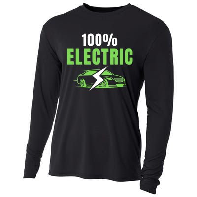 100% Electric, Funny Electric Vehicle, Drive EVs, EV Life, Cool EVs Cooling Performance Long Sleeve Crew