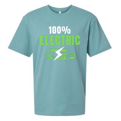 100% Electric, Funny Electric Vehicle, Drive EVs, EV Life, Cool EVs Sueded Cloud Jersey T-Shirt