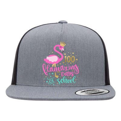 100 Flamazing Days Of School Flamingo Teacher Flat Bill Trucker Hat