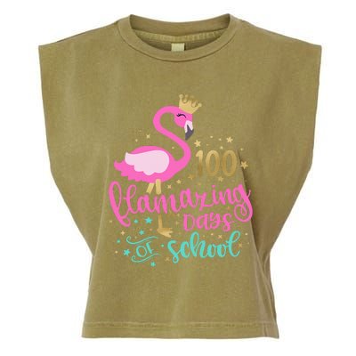 100 Flamazing Days Of School Flamingo Teacher Garment-Dyed Women's Muscle Tee