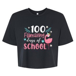 100 Flamazing Days of School Flamingo 100th Day Teachers Bella+Canvas Jersey Crop Tee