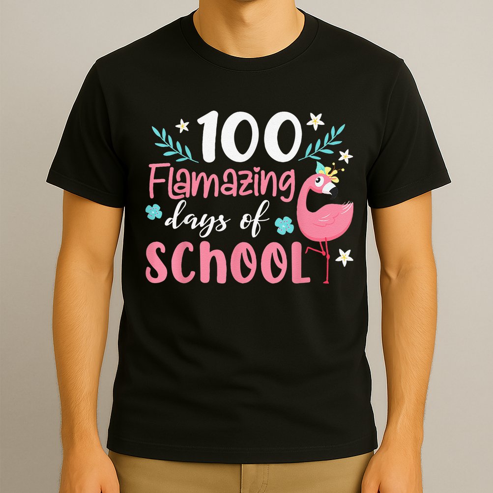 100 Flamazing Days of School Flamingo 100th Day Teachers T-Shirt