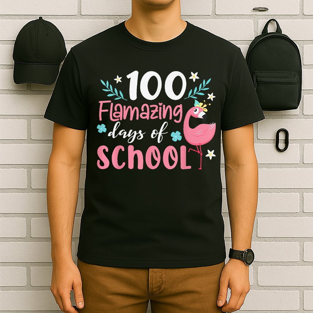 100 Flamazing Days of School Flamingo 100th Day Teachers T-Shirt