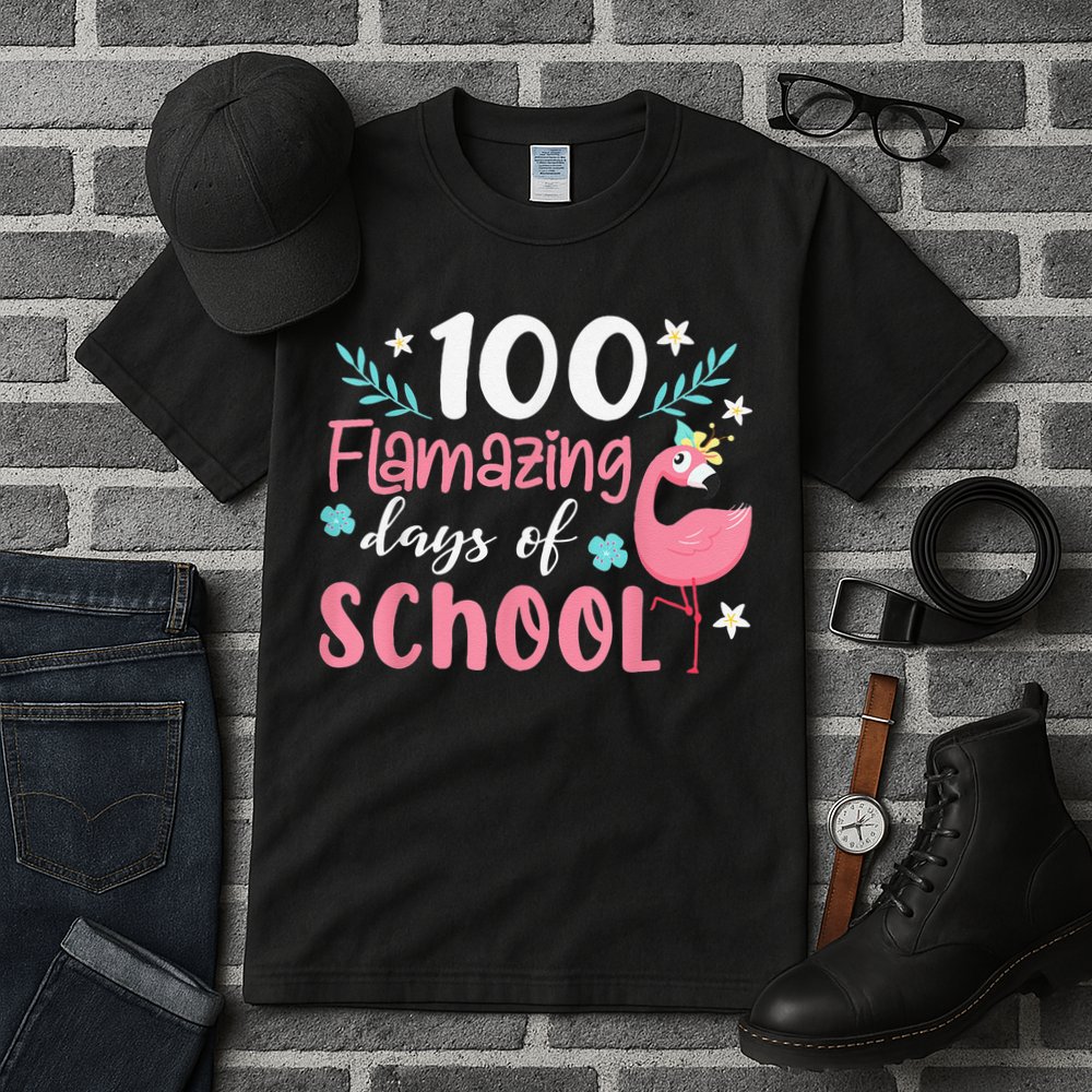 100 Flamazing Days of School Flamingo 100th Day Teachers Tall T-Shirt