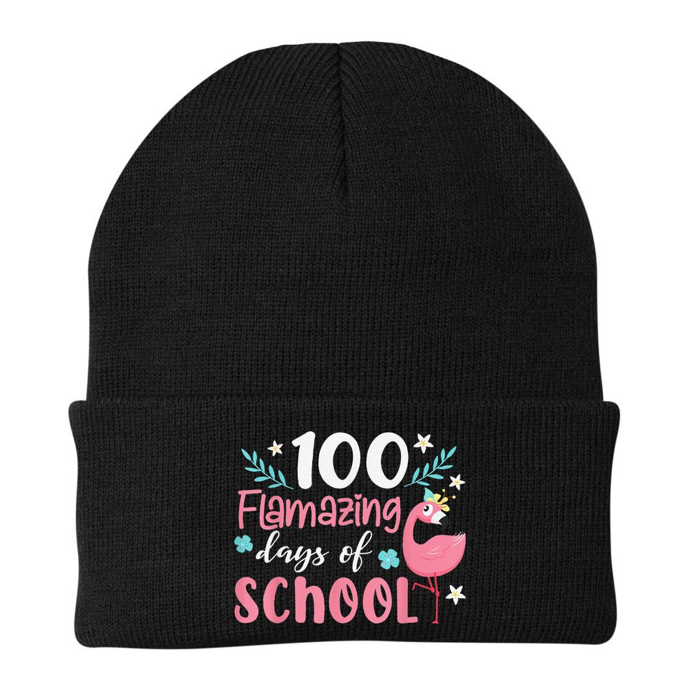 100 Flamazing Days of School Flamingo 100th Day Teachers Beanie