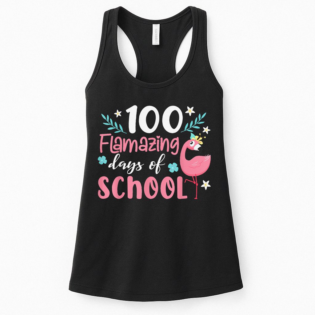 100 Flamazing Days of School Flamingo 100th Day Teachers Womens Tank Top