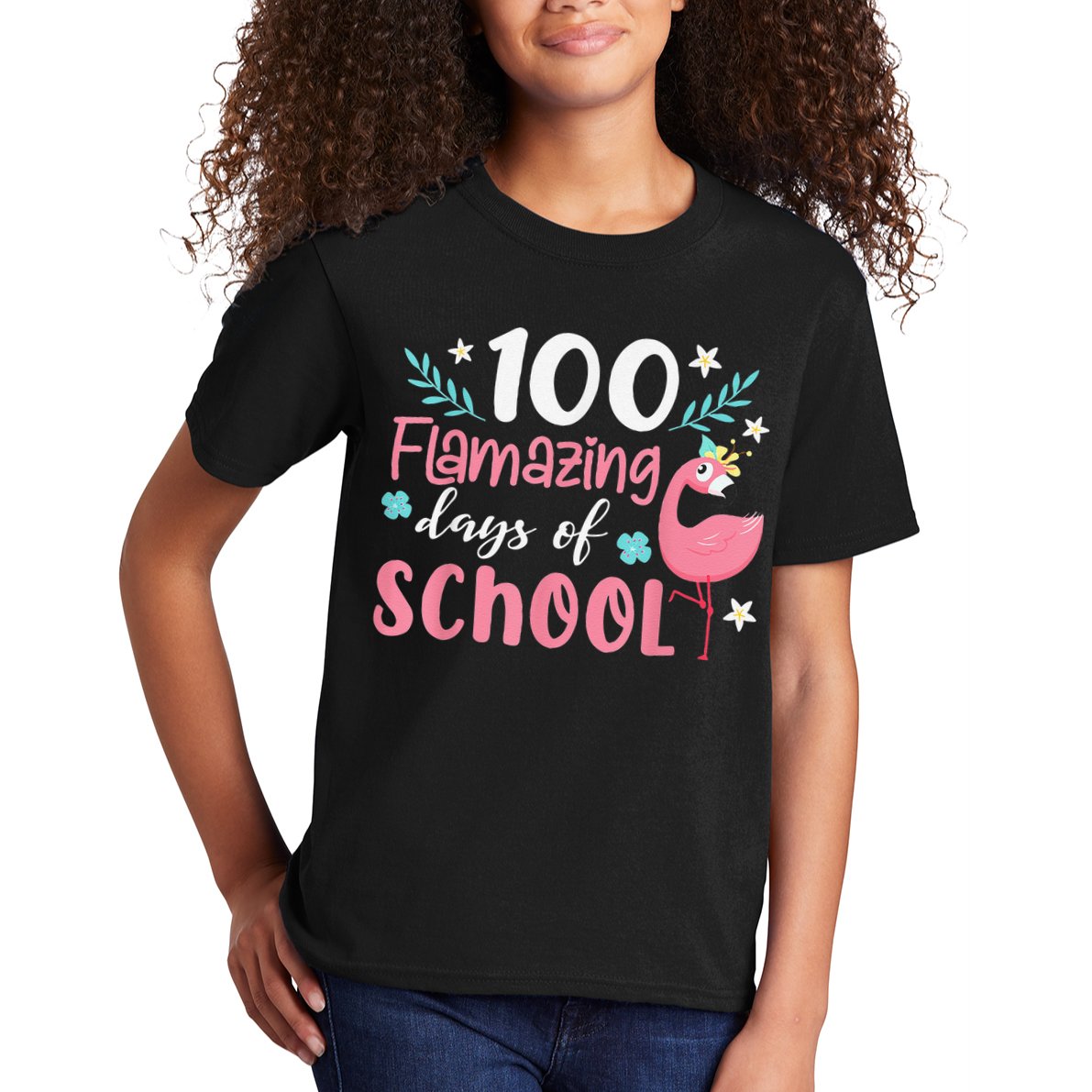 100 Flamazing Days of School Flamingo 100th Day Teachers Kids T-Shirt