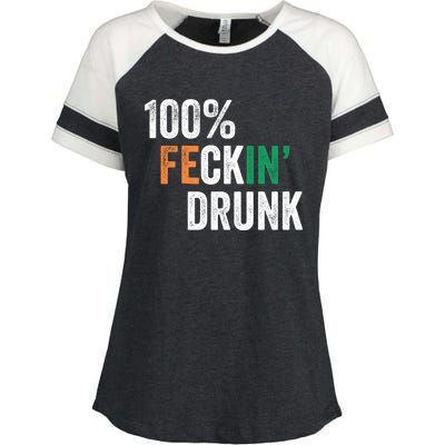 100% Feckin Drunk Funny Ing St Patrick Day Irish Pub Funny Gift Enza Ladies Jersey Colorblock Tee