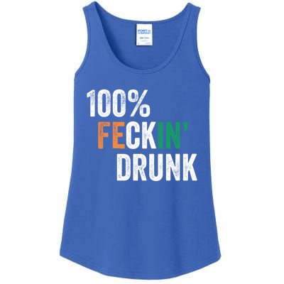 100% Feckin Drunk Funny Ing St Patrick Day Irish Pub Funny Gift Ladies Essential Tank