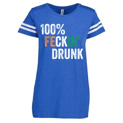 100% Feckin Drunk Funny Ing St Patrick Day Irish Pub Funny Gift Enza Ladies Jersey Football T-Shirt