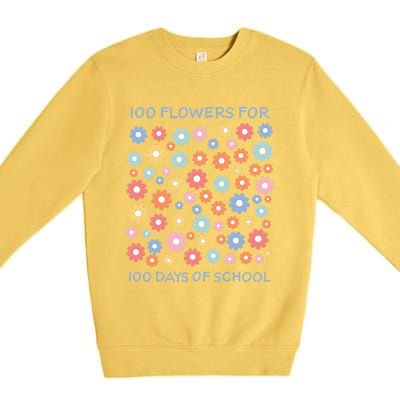 100 Flowers For 100 Days Of School Premium Crewneck Sweatshirt