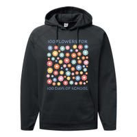 100 Flowers For 100 Days Of School Performance Fleece Hoodie