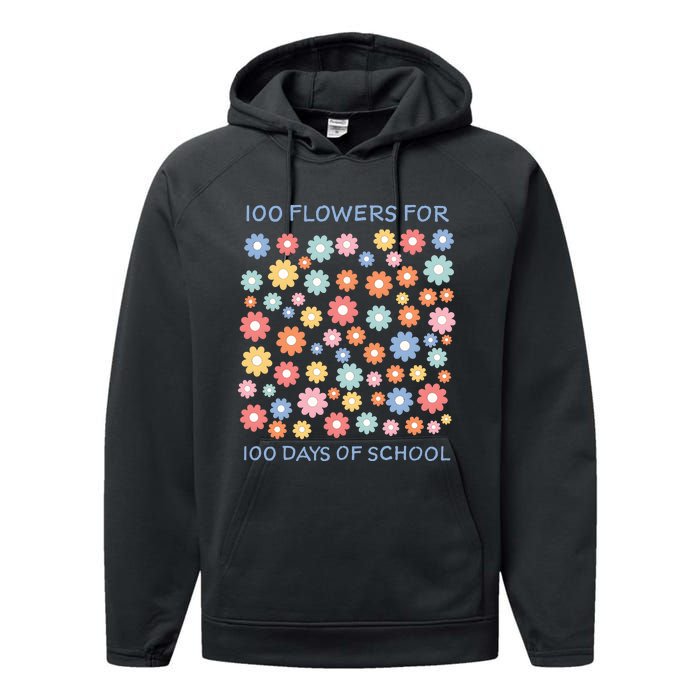 100 Flowers For 100 Days Of School Performance Fleece Hoodie