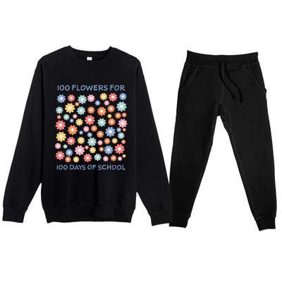 100 Flowers For 100 Days Of School Premium Crewneck Sweatsuit Set