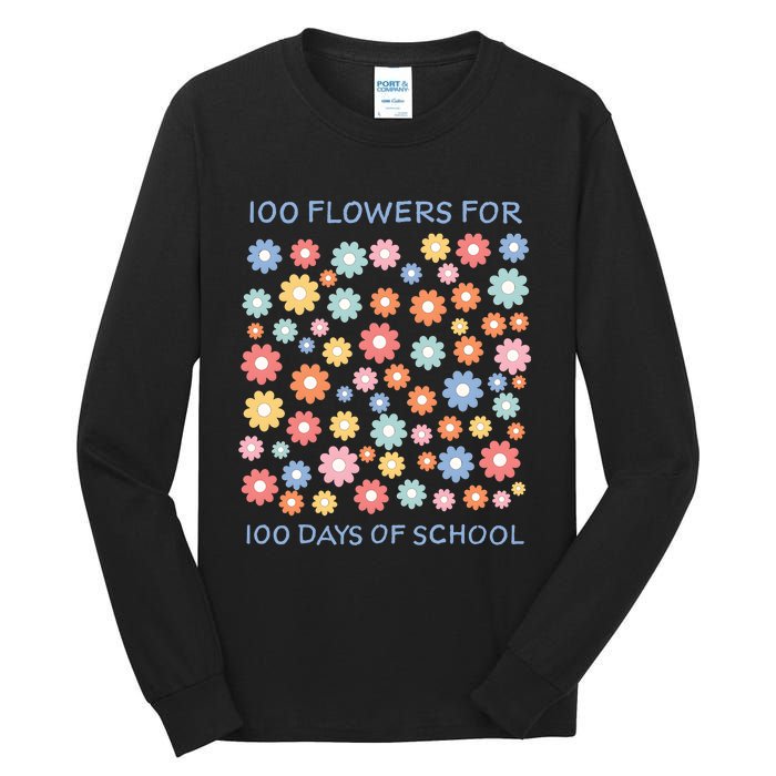 100 Flowers For 100 Days Of School Tall Long Sleeve T-Shirt