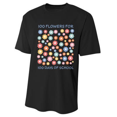 100 Flowers For 100 Days Of School Performance Sprint T-Shirt