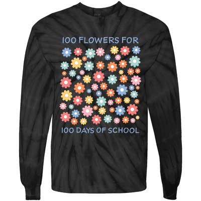 100 Flowers For 100 Days Of School Tie-Dye Long Sleeve Shirt