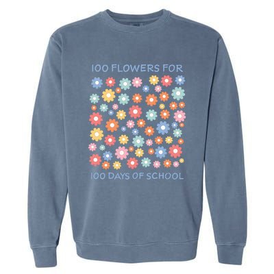 100 Flowers For 100 Days Of School Garment-Dyed Sweatshirt