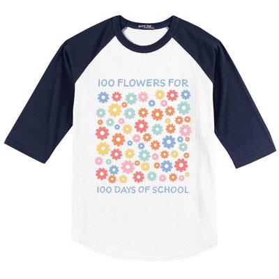 100 Flowers For 100 Days Of School Baseball Sleeve Shirt